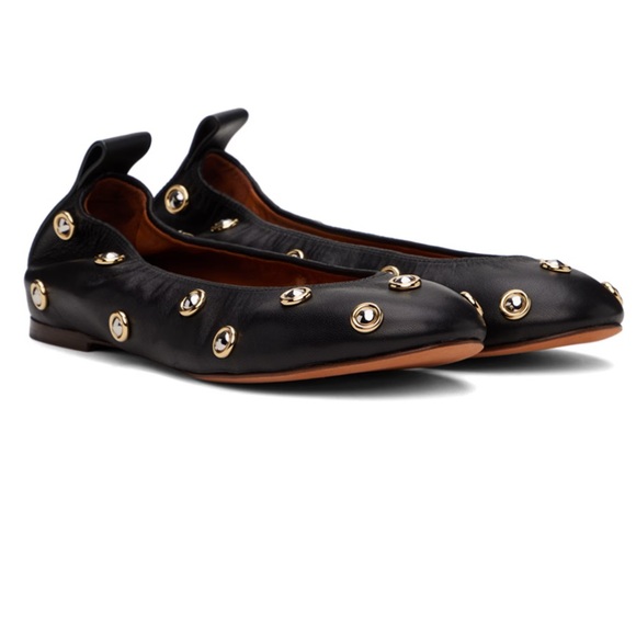 New LANVIN Black Studs Ballerina Flats- size 36